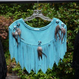 Vintage 70's HB Native American Leather Poncho